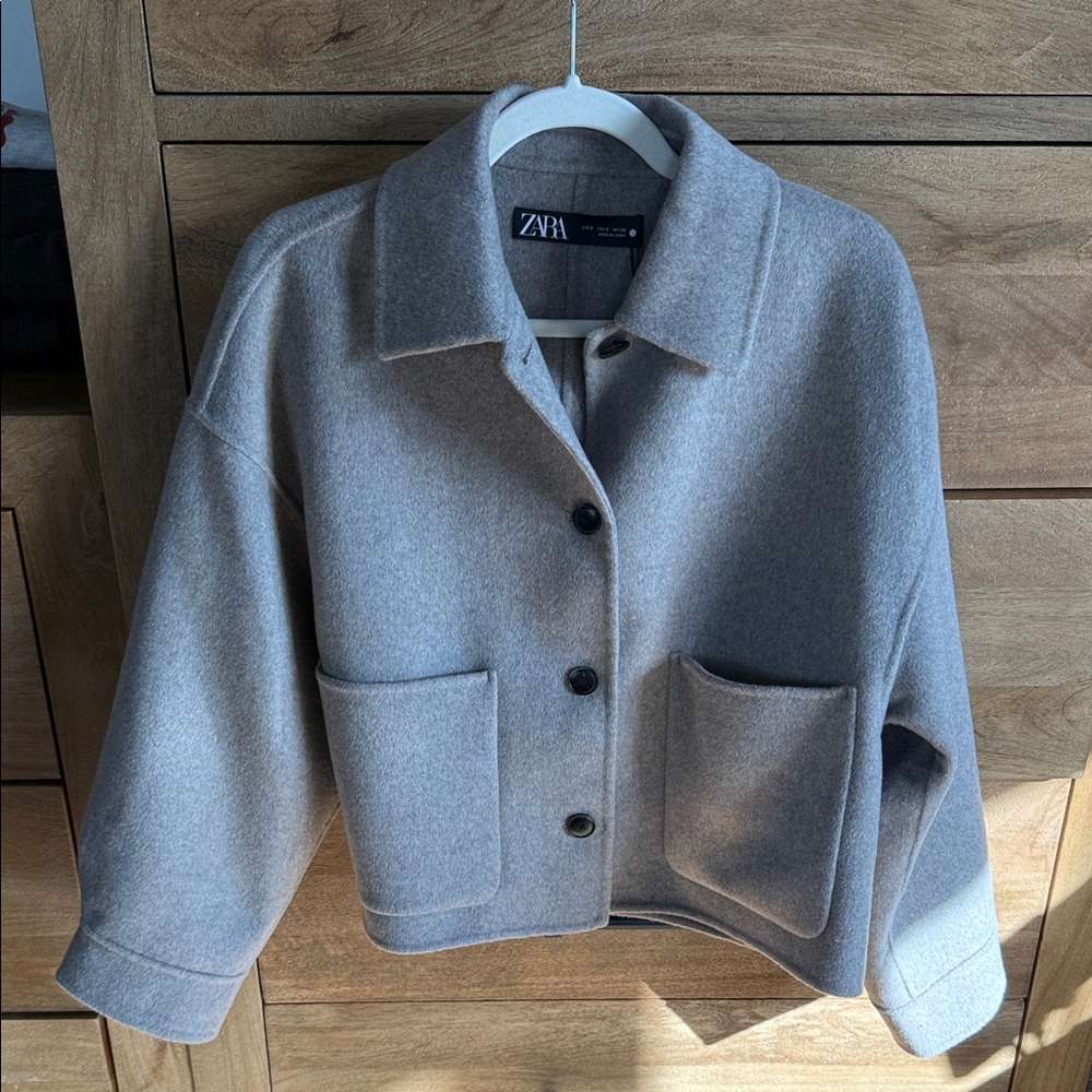 Zara Taupe Wool Blend Jacket - Picture 3 of 8